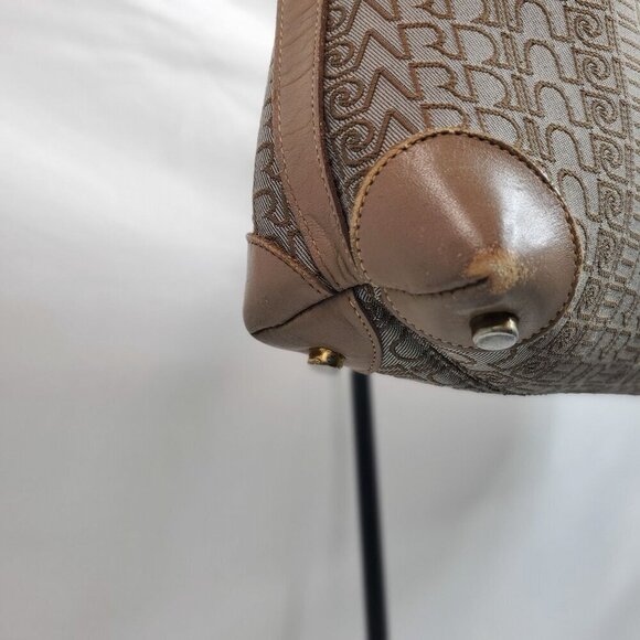 Pierre Cardin Tan Shoulder Bag Double Handle Zip Closer Geometric One Size - Picture 12 of 16